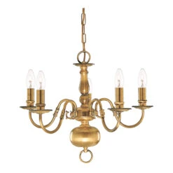 Searchlight Flemish 5 Light Chandelier - Antique Brass