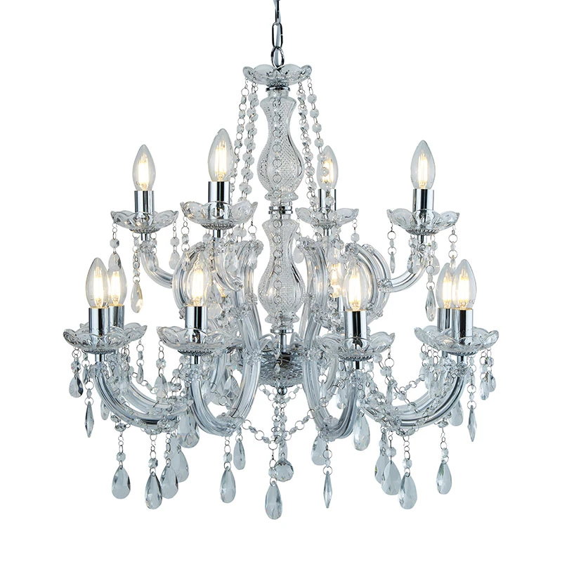 Searchlight Marie Therese 12 Light Chandelier - Chrome