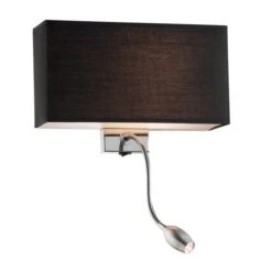 Hotel Wall Light With LED Reading Light - Black