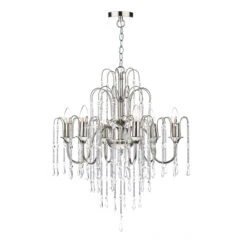 Dar Daniella 6 Light Dual Mount Chandelier - Polished Nickel