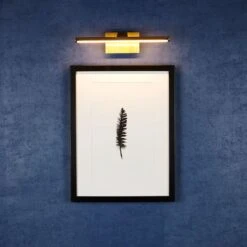 Slimline Medium Battery Operated LED Picture Light With Remote Control - Antique Brass