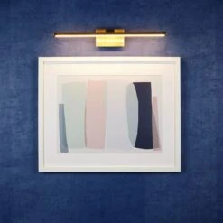 Slimline Large Battery Operated LED Picture Light With Remote Control - Antique Brass