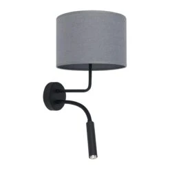 Edit Lodge Wall Light With Reading Light - Black & Grey