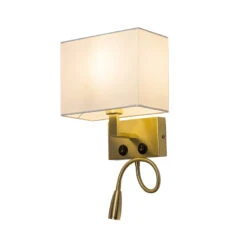 Edit Waldorf Wall Light With LED Reading Light - Brass