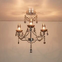 Searchlight Luna 3 Arm Semi-Flush Bathroom Chandelier - Smoked
