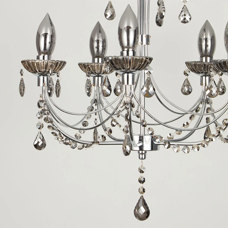 Searchlight Luna 5 Arm Semi-Flush Bathroom Chandelier - Smoked - Image 4