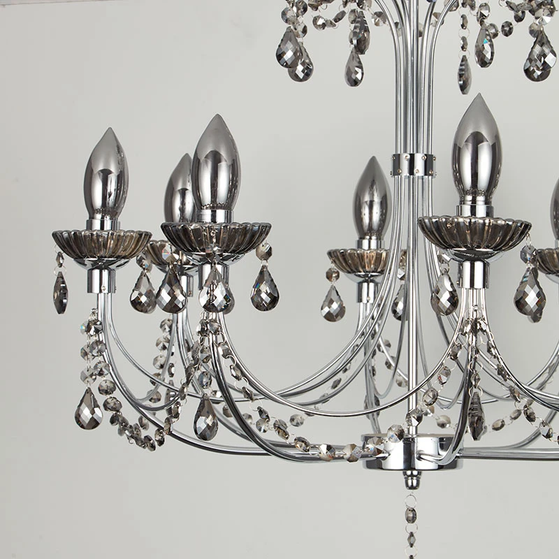 Searchlight Luna 8 Arm Semi-Flush Bathroom Chandelier - Smoked - Image 3