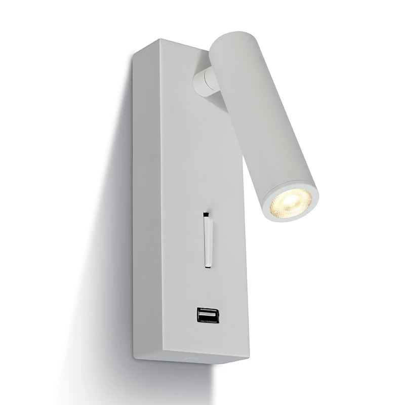 Task LED Reading Light With USB Charging Port - White