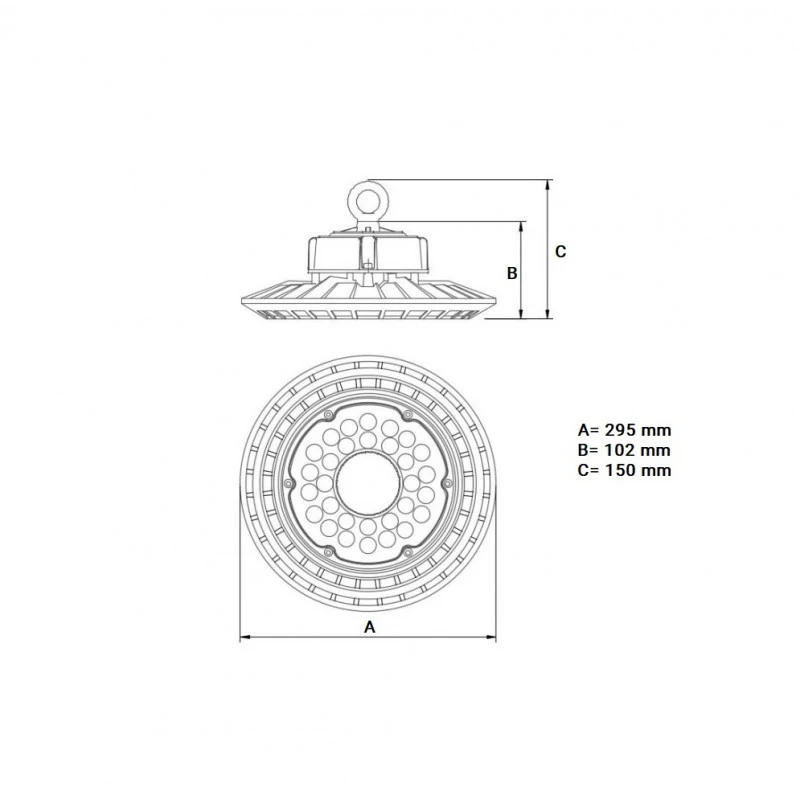 UFO Solid Slim 150W Daylight 5000K LED Circular High Bay IP65 - Image 7