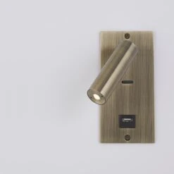 Edit Adjustable Recessed LED Reading Light With USB Charging Socket - Antique Brass