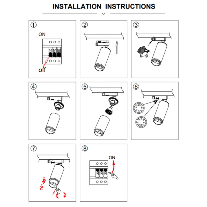 Three Circuit 10-50º Multiangle Track Light GU10 Lampholder Agata - Black - Image 3